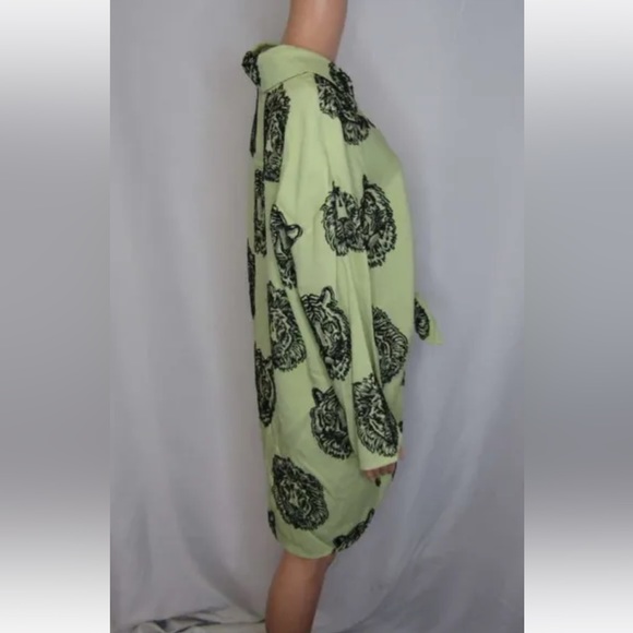 NWT Hellessy Tollin Tiger Graphic animal print Shirt tunic blouse Celadon black - Picture 4 of 16